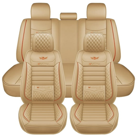 Maidao Car Seat Covers for Jeep for Grand Wagoneer 2021-Present Compatible Airbag Leather Waterproof Front Rear Cushion Protector Full Set