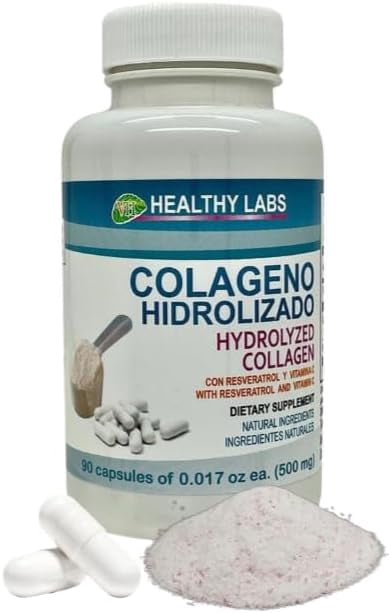 HYDROLYZED Collagen 90 Capsules (500mg) with RESVERATOL & Vitamin C Natural Ingredients/COLAGENO HIDROLIZADO 90 Capsules (500 mg) Con Resveratol & Vitamina C Dietary Supplement
