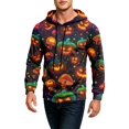 thumbnail image 6 of GrmtClth Sweatshirts for Men Halloween Dark Base Pumpkin Ghost Bat Witch Print Daily Streetwear Hooded Sweatshirt Multicolor S, 6 of 8