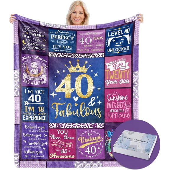 Gift for Women 40th Birthday, 40th Birthday Gifts Blanket, 40 Year Old Birthday Gifts for Women, Birthday Gifts for 40th Birthday Woman, 40th Birthday Gifts Decorations for Women Friends Sister