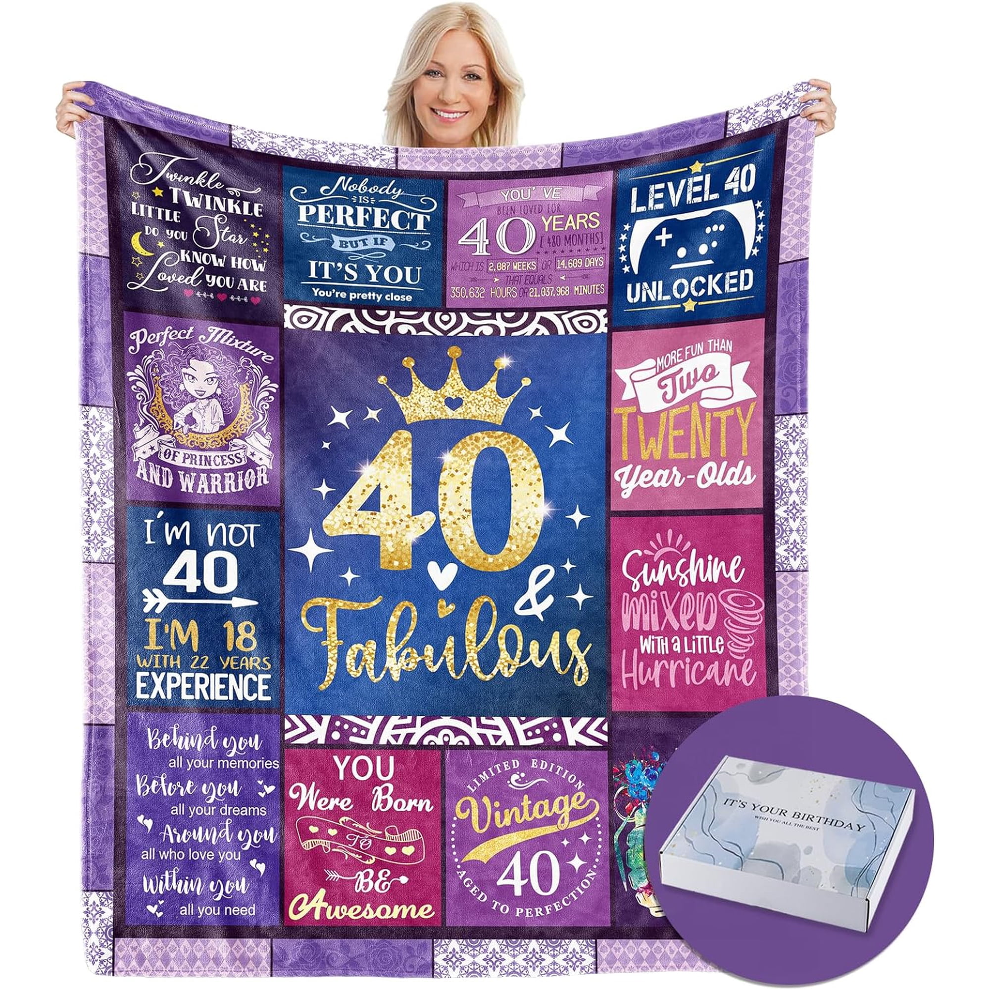 Gift for Women 40th Birthday 40th Birthday Gifts Blanket 40 Year Old Birthday Gifts for Women Birthday Gifts for 40th Birthday Woman 40th Birthday Gifts Decorations for Women Friends Sister