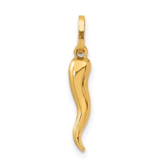 14K Yellow Gold Charm Pendant 20 mm 3 Italian Horn