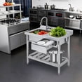 thumbnail image 1 of AKDSteel Stainless Steel Utility Sink With Workbench And Drawer, 39x20 Inch Freestanding Single Bowl Sink, Pull-Out Faucet And Hot/Cold Water Pipes, Perfect For Garage, Basement, Or Workshop, 1 of 8