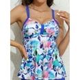 thumbnail image 3 of Charmo Womens Adjustable Straps Tankini Tops, Blue, 3 of 6