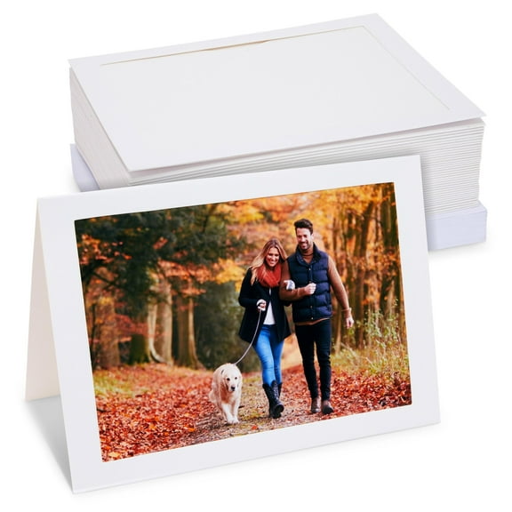 BEST PAPER GREETINGS 36-Pack Thank You Card Photo Insert Frames - 5 x 7 Inch White Modern Cardstock - Envelopes Included - Paper Picture Frame Cards