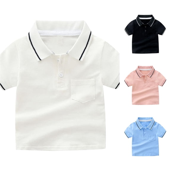 REDARER Toddler Boys Striped Collar Short Sleeve Pocket Polo Solid Soft Kids School Uniform Tops,8-9 Years
