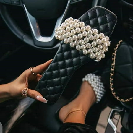 

NEWLIS Summer Slippers Comfortable Faux Pearls Casual Rhinestone Flat Slippers