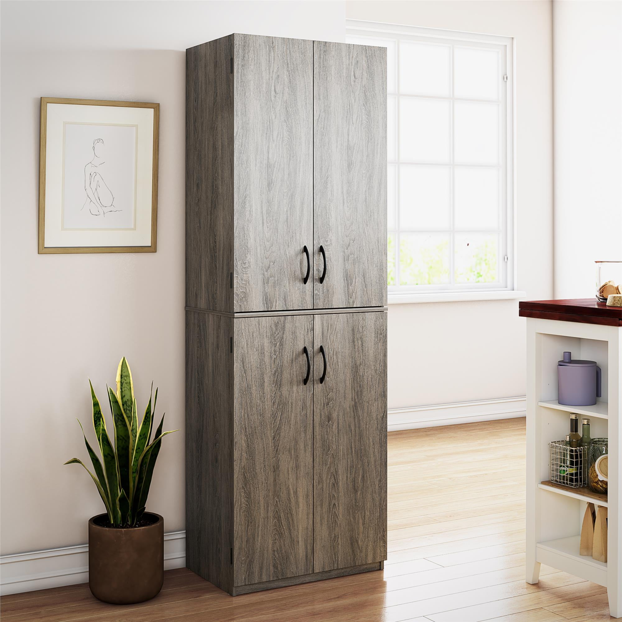 (3 pack) Mainstays 72" 4-Door Storage Cabinet, Gray