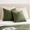 thumbnail image 4 of Fundas de almohada MIULEE de felpilla verde oliva, 50 x 50 cm, juego de 2, 4 of 8