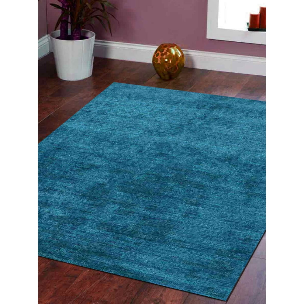 Rugsotic Carpets Hand Knotted Silk Mix 10'x10' Square Area Rugs Solid