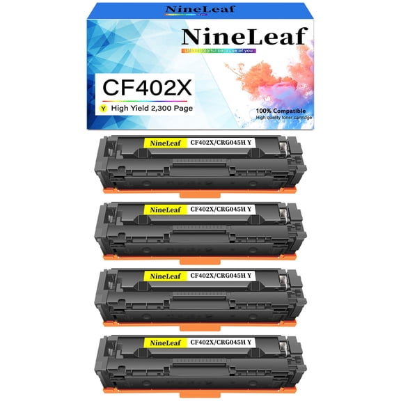 NineLeaf High Capacity Compatible Toner Cartridge Replacement for HP201X CF402X work for Color Laser Jet MFP M277dw M252dw M277n M277c6 Printer (Yellow,4 Pack)