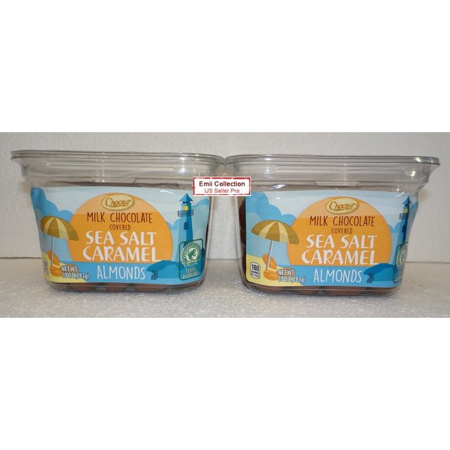 Choceur Milk Chocolate Covered Sea Salt Caramel Almonds 10oz 283g (2 Tubs)