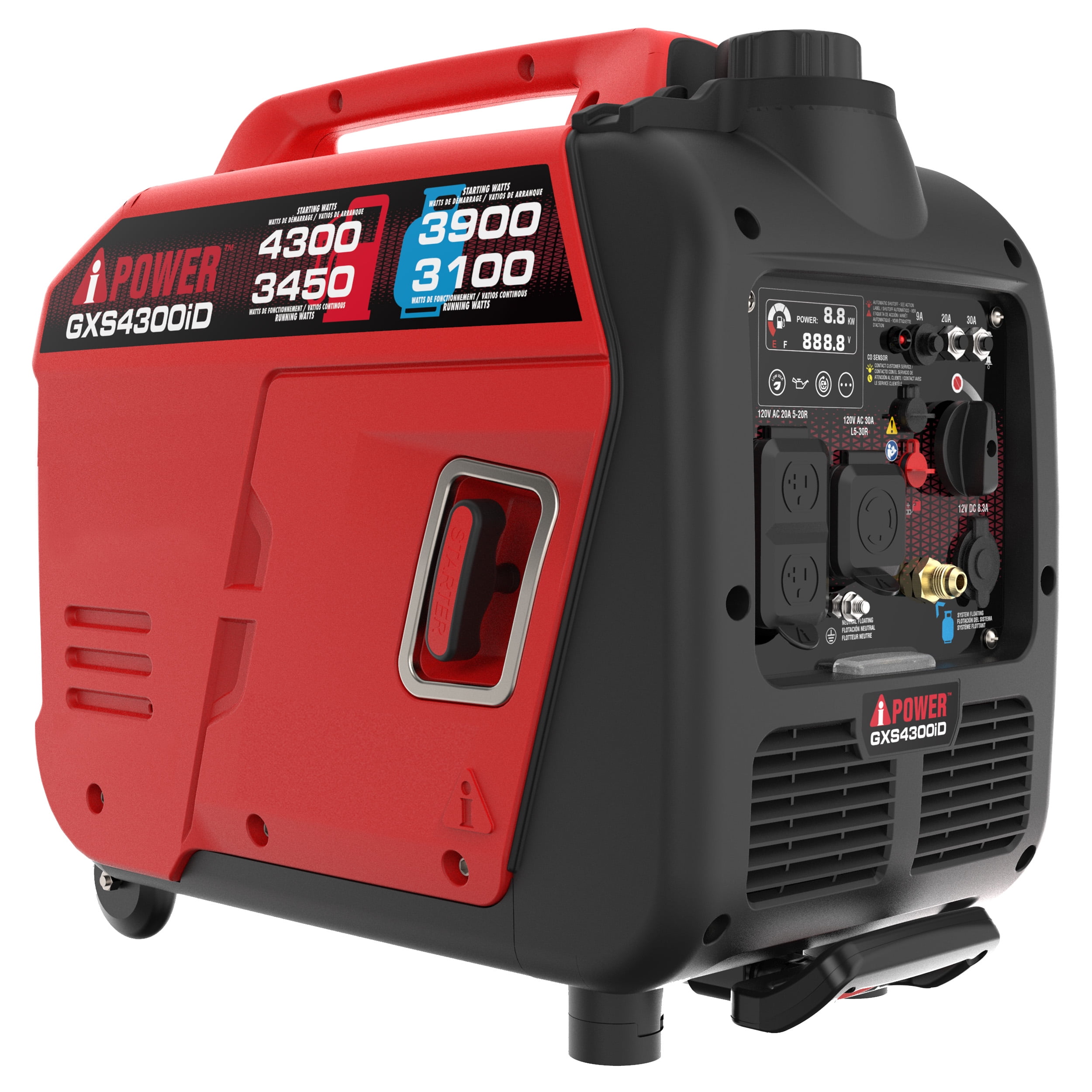 A-iPower 4300-Watt Dual Fuel Inverter Generator with Recoil Start and CO Sensor