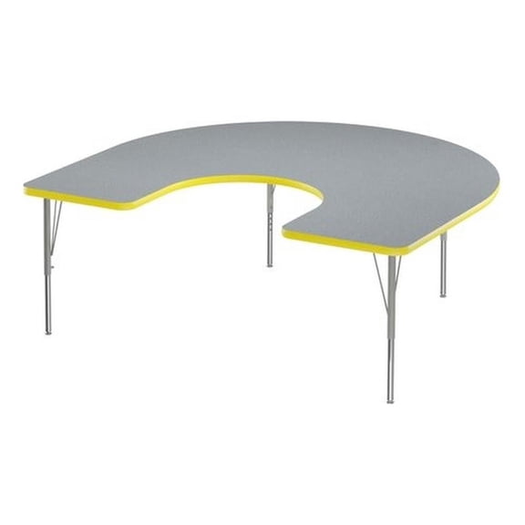 Correll 60x66" Horseshoe Commercial Wood Top Activity Table in Gray/Yellow