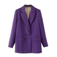 thumbnail image 4 of Lovskoo Blazers for Women Business Casual Solid Color Long Sleeve Button Suit Coat Long Sleeve Coat/Jacket Purple, 4 of 6