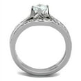 thumbnail image 3 of Luxe Jewelry Designs 2-Piece Women's Stainless Steel Ring Set with Round Cubic Zirconia, Size 10, 3 of 4