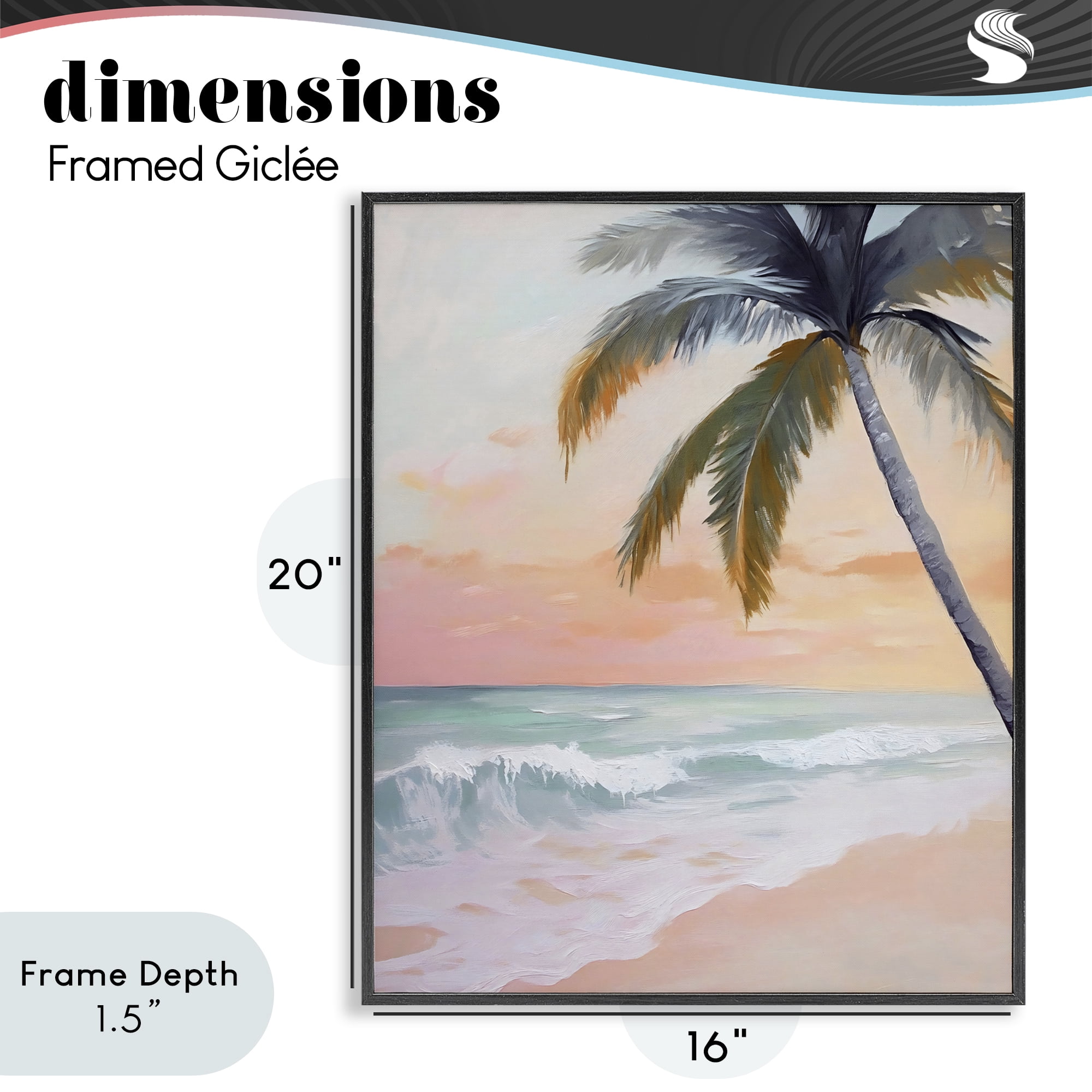 Stupell Industries Tranquil Sunset & Beach Palm Black Framed Giclee Art, design by Creative Studio