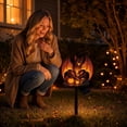 thumbnail image 5 of Horror Tombstone Bat Solar Powered Lawn Lamp, Illuminated Giant Bat Pumpkin Skull Statue Stake Light for Halloween Patio, 5 of 6