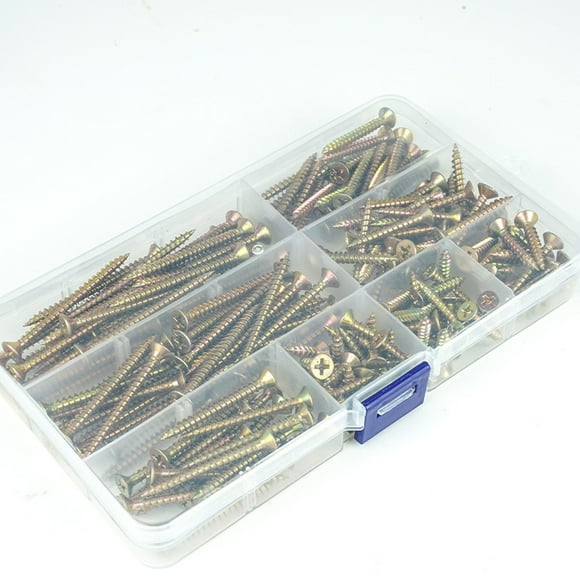 210 M4 Self-Tapping Wood Screws, Cross Flat Head Screws, Self-Drilling Screws, Multi-Purpose Drywall Screw Assortment - M4x (16/20/25/30/35/40/45/50 mm)