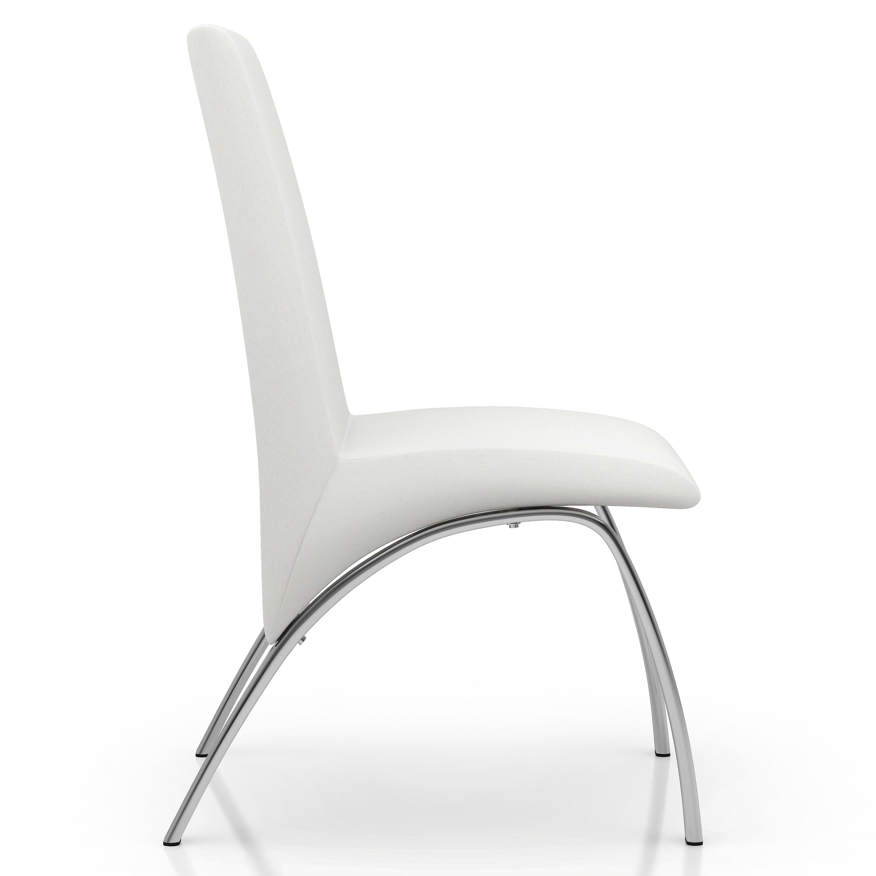 Furniture of America Janey Upholstered Faux Leather White and Chrome Side Chairs (Set of 2)