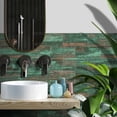 thumbnail image 4 of 8 Sheet Matte PVC Tile Wall Stickers 8" x 4" Self Adhesive Waterproof Green Brown Backsplash Decals Peel and Stick, 4 of 8