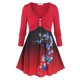 thumbnail image 1 of Camiseta en a de Talla Extra con Estampado de Mariposa y Copo de Nieve Ombre Rosegal  Mangas largas de talla grande, 1 of 5