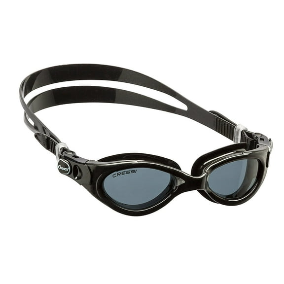 Cressi Flash Compact Swim Goggles, Black/Black, Smoked lens