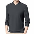 thumbnail image 4 of pstuiky camisas de manga larga para hombre, Camisa informal de manga larga con cuello en V y botones de color liso para hombre Tops casuales para hombres m, 4 of 4