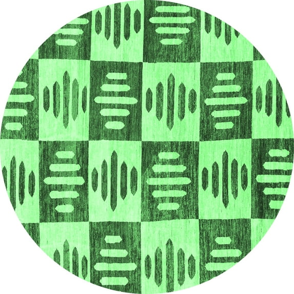 Ahgly Company Indoor Round Oriental Emerald Green Modern Area Rugs, 3' Round