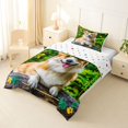 thumbnail image 2 of Manfei Corgi Dog Lover Twin Comforter Sets, Kawaii Animal Bedding Set, Yellow Green, Polkadot Reversible, 2 Pieces, 1 Comforter and 1 Pillowcase, 2 of 7