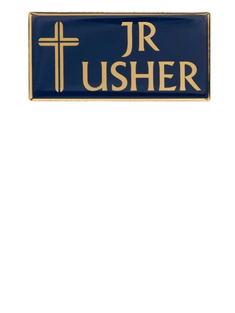 Junior Usher Badge Pin for Church Blue Gold Set of 2