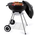 thumbnail image 3 of Small Charcoal Grill, SEGMART Charcoal BBQ Grill Charcoal with 2 Wheels, Outdoor BBQ Grill Charcoal with Ventilation & Metal Griddle, 18" Dia x 23.6" H Grill Outdoor Cooking for Camp Yard, Black,H1215, 3 of 15