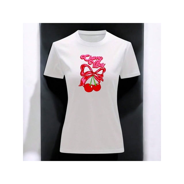 Playera Blusa De Cerezas Cherry Vibes Vintage Color Blanco Talla Chica Marca Emil SaEs