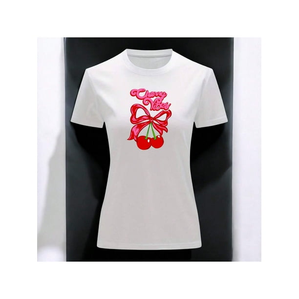 Playera Blusa De Cerezas Cherry Vibes Vintage Color Blanco Talla Mediana Marca Emil SaEs