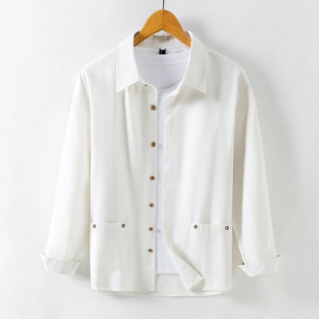 Timegard Shirts for Men Plus Size Button down Open Front Long Sleeve Loose Jackets Fall Casual Work Shirts