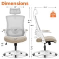 thumbnail image 2 of NEO Chair Office Desk Chair Gaming Computer High Back Support Mesh Comfy Seat with Adjustable Ergonomic Headrest Lumbar Rolling Flip-up Armrests and Wheels (Beige), 2 of 8