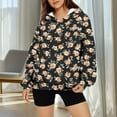 thumbnail image 5 of HomeDM Hoodies Sweatshirts for Women Floral Print Pullover Tops Long Sleeve Drawstring Hooded Shirts with Pocket - Black/S, 5 of 7
