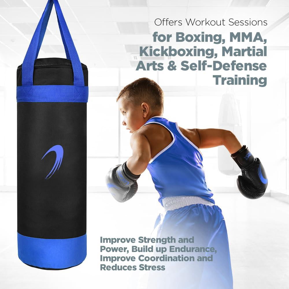 Punching Bag For Boxing Set - Suitable Bags 3-8 Years Of Gloves & Hand Wraps Included Mma Kickboxing Muay Thai Karate