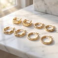 thumbnail image 3 of Gold Plated Hoop Earrings Set for Women,Small Hoop Earrings 4 Set with Silver Post, 3 of 10