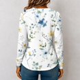 thumbnail image 7 of Women Waffle Knit Long Sleeve Henley Top Gradient Color Half Button V Neck Shirt Loose Fit Casual Tunic Blouse S, 7 of 7