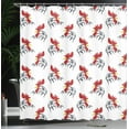 thumbnail image 4 of Ambesonne Rooster Shower Curtain, Farm Animal Head Symbols, 69"Wx84"L, White and Vermilion, 4 of 5