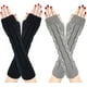 thumbnail image 1 of Medio guantes de invierno para mujer, 2 pares de manoplas sin dedos de punto cálido, 1 of 5