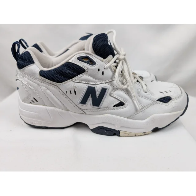 New Balance 608 Men's US 11.5 Trainer Shoes White Navy Leather Athletic Sneakers
