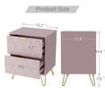thumbnail image 4 of Eclife Set of 2 Pink Nightstands Gold Handles and Legs Wide Sturdy Side Table Cabinet for Bedroom Home Adult Kids, 4 of 8