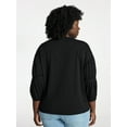 thumbnail image 3 of Terra & Sky Women's Plus Size Double Blouson Top with 3/4-Length Sleeves, Sizes 0X-5X, 3 of 5