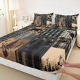 thumbnail image 4 of Castle Fairy Teens Jungle Animal Deer Bear Queen Sheets 4 Pieces,Rustic Checkered Patchwork Queen Sheet Sets,Brown Green Black,1 Fitted Sheet, 1 Flat Sheet and 2 Pillowcases, 4 of 6
