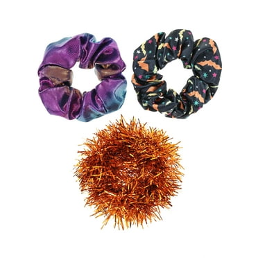Way to Celebrate Halloween Hair Scrunchies, Multicolored, Set of 3