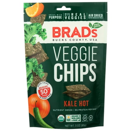 (12 pack) (12 Pack) Brad'S Plant-Based Kale Hot Veggie Chips, 3 Oz.