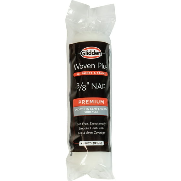 Glidden 9" Woven Plus Interior/Exterior Paint Roller Cover 3/8" Nap, Single Pack