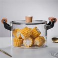 thumbnail image 4 of High Borosilicate Stovetop Cooking Pot with Wooden Handle and Clear Lid, 4 of 8